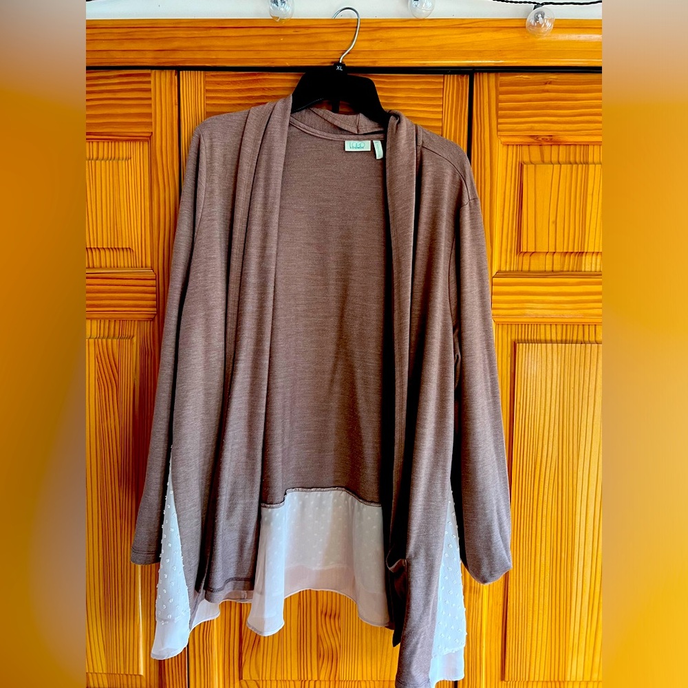 Vintage Y2K Lori Goldstein Logo Lounge beige cardigan XL